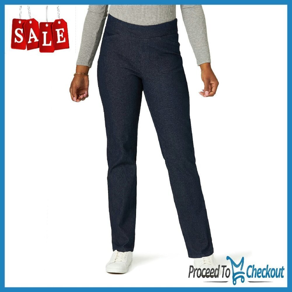 Stretch Denim Pull-On Skinny Jeans with Elastic Waistband Size 8-18